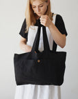 Black Classic Linen Bag
