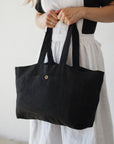 Black Classic Linen Bag