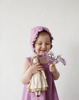 Lilac Ruffle Linen Bonnet