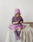 Lilac Ruffle Linen Bonnet