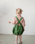 Apple Green Linen Shorts with Suspenders