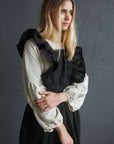 Black Long Vintage Linen Apron