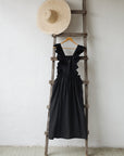 Black Long Vintage Linen Apron