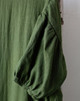 Forest Green Ruffle Kimono Linen Dress