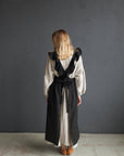 Black Long Vintage Linen Apron