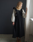 Black Long Vintage Linen Apron