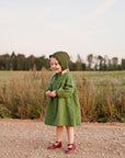 Forest Green Ruffle Linen Bonnet