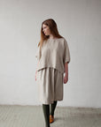 Natural Classic Midi Linen Skirt
