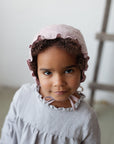 Baby Pink Ruffle Linen Bonnet