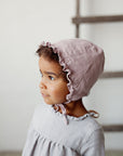 Baby Pink Ruffle Linen Bonnet