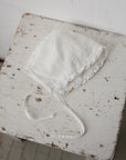 White Ruffle Linen Bonnet