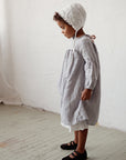 White Ruffle Linen Bonnet