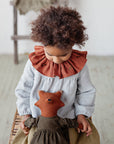 Rust Ruffle Linen Collar with Branches