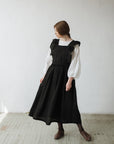 Black Long Vintage Linen Dress
