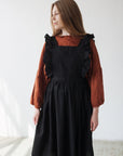 Black Short Vintage Linen Dress