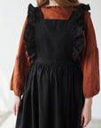 Black Short Vintage Linen Dress