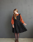 Black Short Vintage Linen Dress