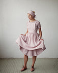 Baby Pink Midi Cross Back Linen Pinafore