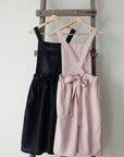 Black Midi Cross Back Linen Pinafore