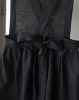Black Midi Cross Back Linen Pinafore