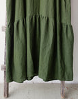 Forest Green Ruffle Kimono Linen Dress