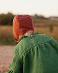 Rust Ruffle Linen Bonnet