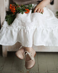 White Ruffle Linen Skirt