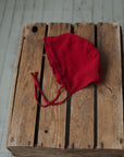 Cherry Ruffle Linen Bonnet