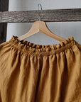 Mustard Classic Midi Linen Skirt