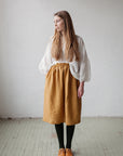 Mustard Classic Midi Linen Skirt