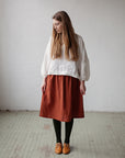 Rust Classic Midi Linen Skirt
