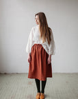 Rust Classic Midi Linen Skirt