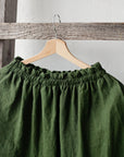 Forest Green Classic Midi Linen Skirt