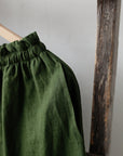 Forest Green Classic Midi Linen Skirt