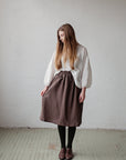 Cacao Classic Midi Linen Skirt