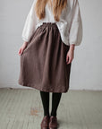 Cacao Classic Midi Linen Skirt