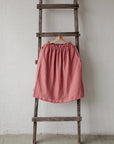Salmon Classic Midi Linen Skirt