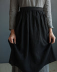 Black Linen Apron Skirt