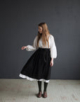 Black Linen Apron Skirt
