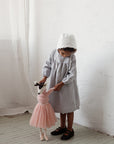 White Ruffle Linen Bonnet