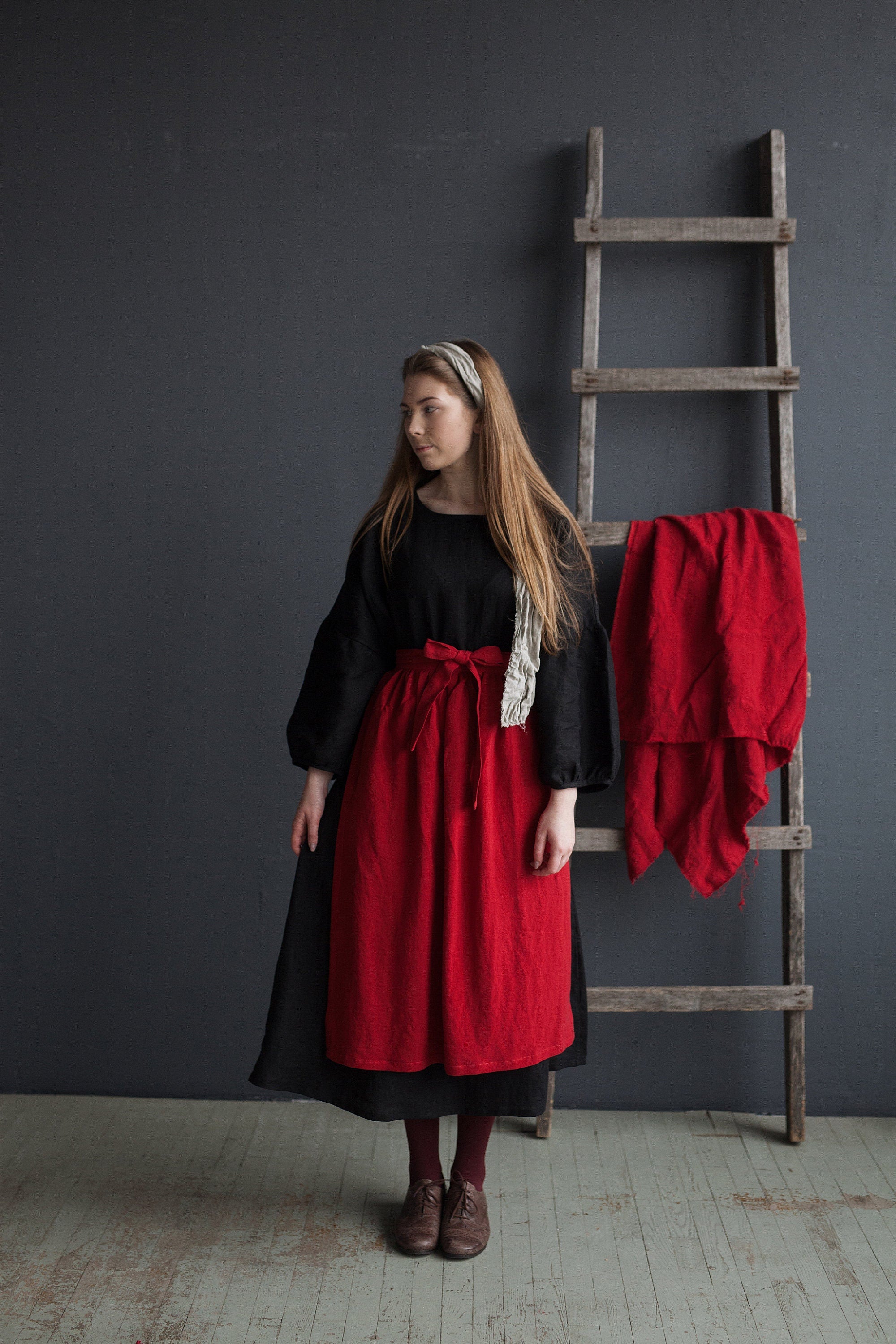 Cherry Apple Linen Apron