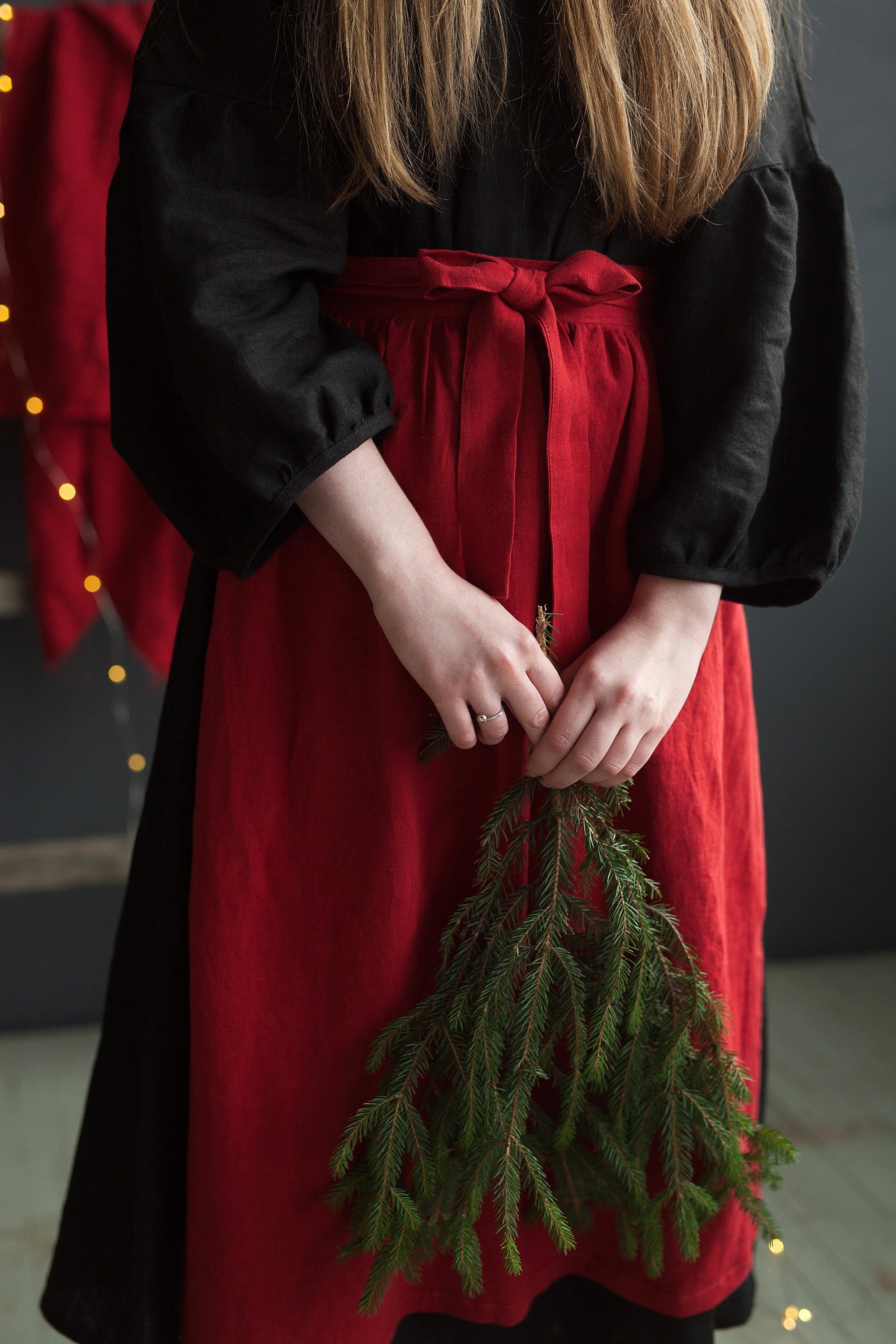 Cherry Apple Linen Apron