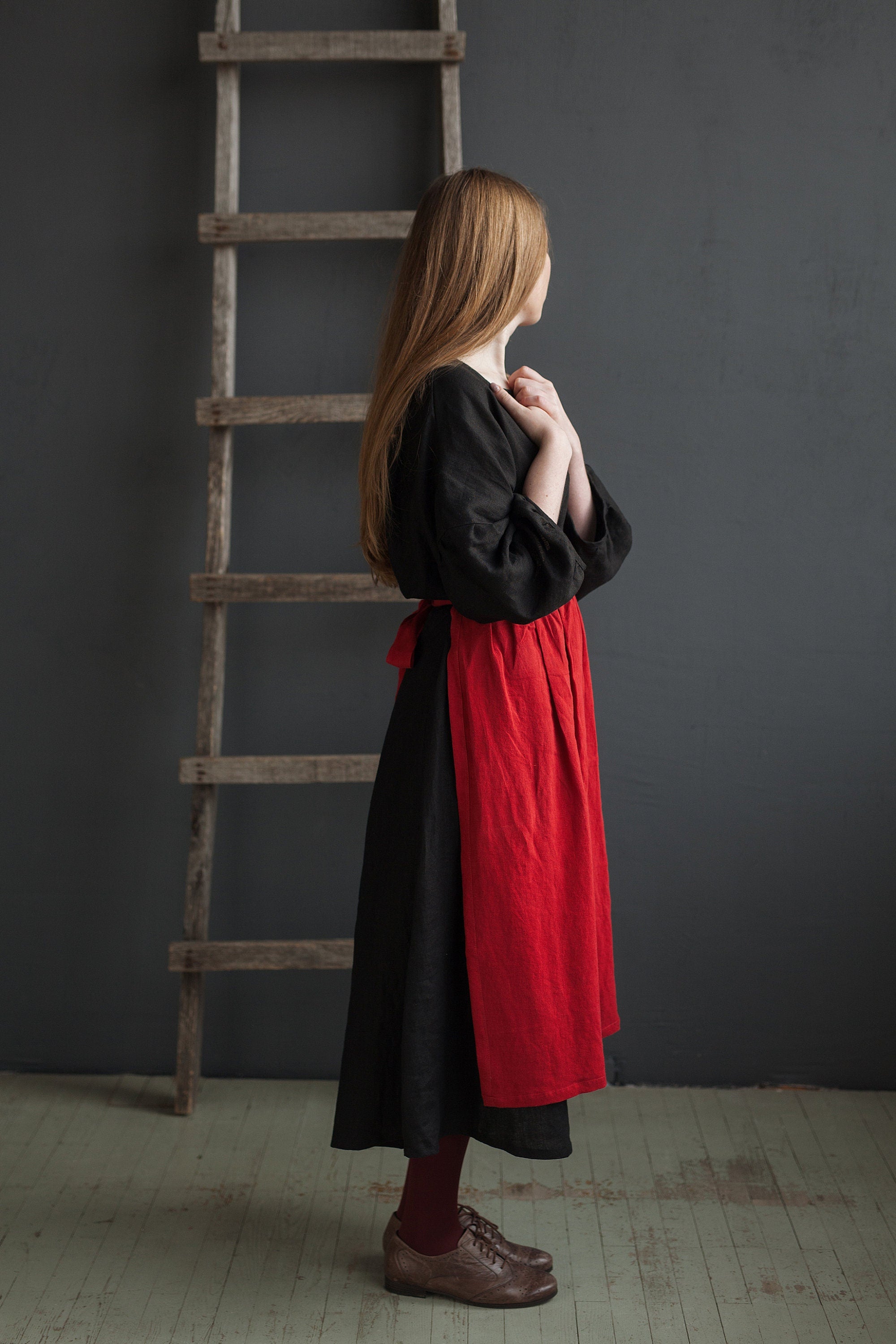 Cherry Apple Linen Apron