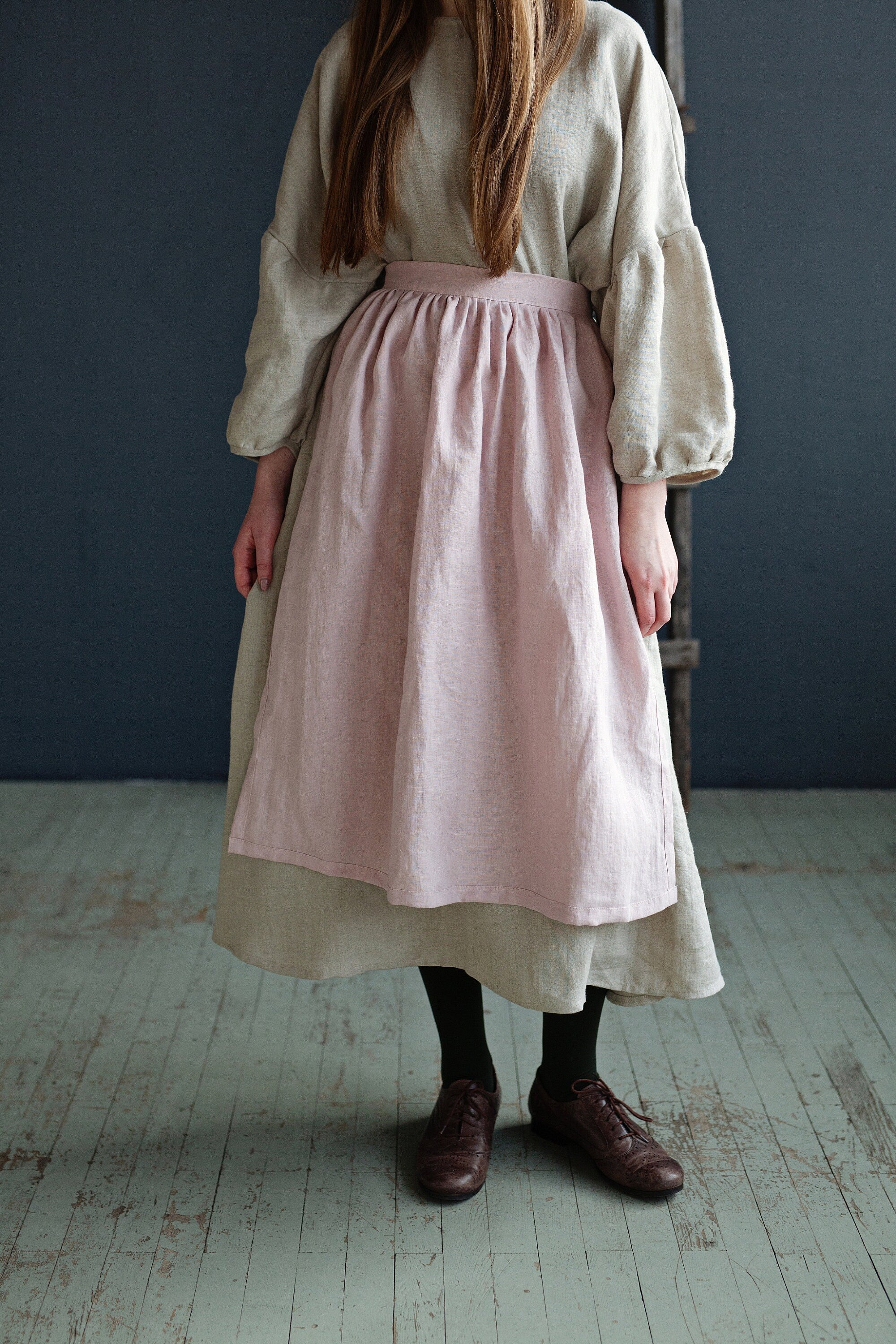Baby Pink Apple Linen Apron