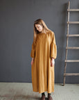 Mustard Kimono Linen Dress