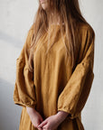 Mustard Kimono Linen Dress
