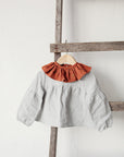 Rust Ruffle Linen Collar with Branches