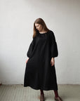 Black Kimono Linen Dress