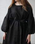 Black Kimono Linen Dress