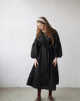 Black Kimono Linen Dress